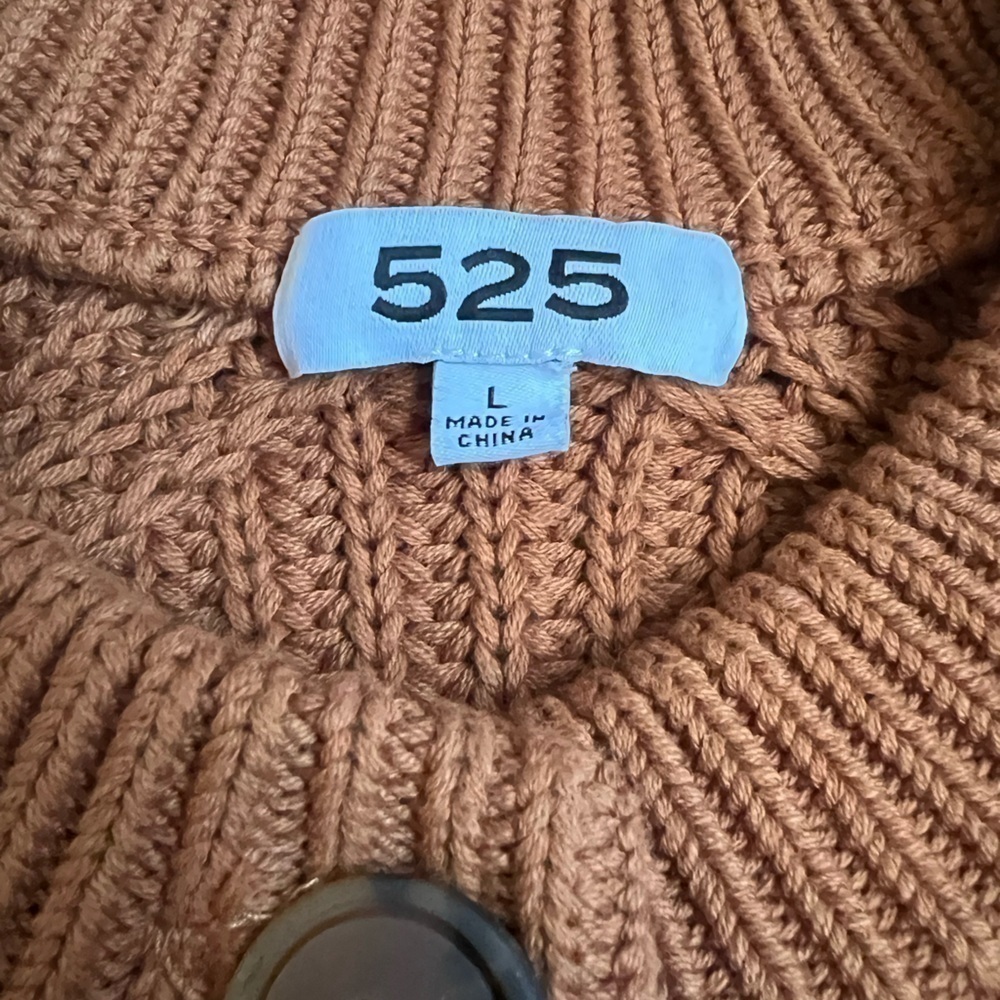 525 AMERICA Cognac cotton heavy knit balloon sleeves size large - Picture 9 of 11
